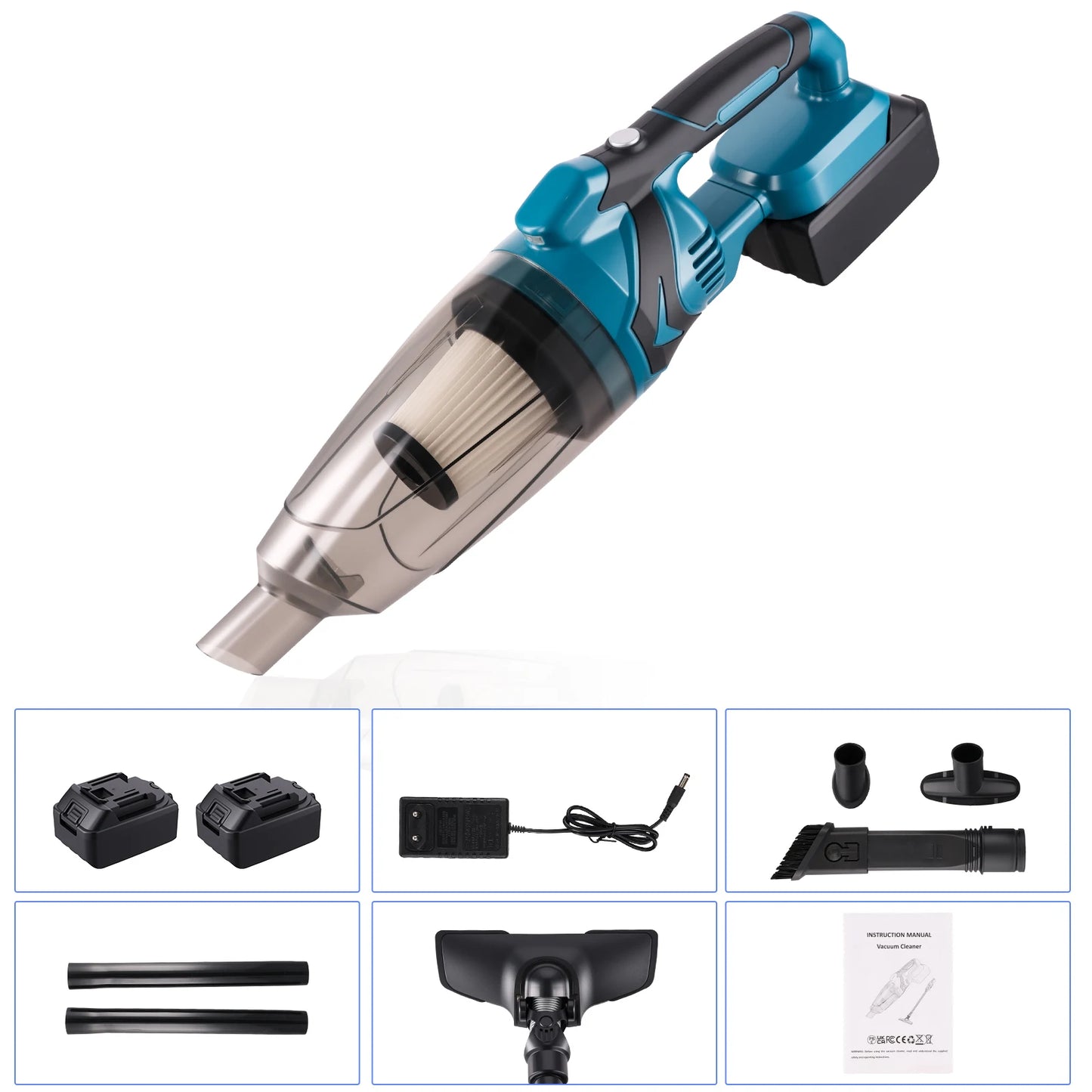 Podofo 18V Rechargeable Cordless Handheld Vacuum Cleaner Wet & Dry Dual Use With 4 Multifunctional Nozzles Portable Dust Remover For Household Car Interior And Pet Hair Cleaning