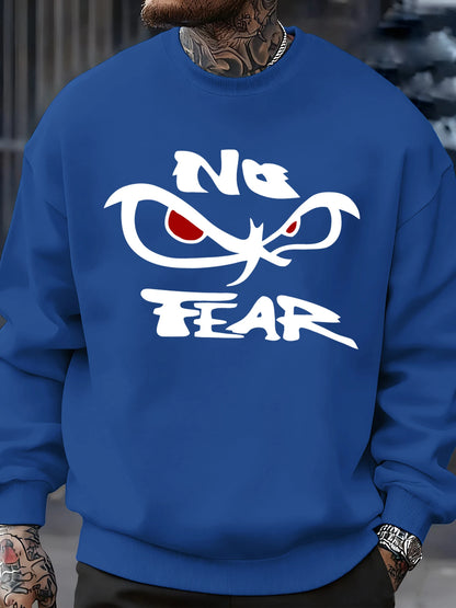 No Fear Determined Gaze Prints Mens Pullovers Soft Casual Sweatshirts Autumn Oversize Streetwear Crewneck Fleece Clothing Unisex