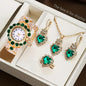 5PCS Luxury Rhinestone Women Watches Jewelry Set Fashion Adjustable Bangle Ladies Quartz Wristwatch Reloj Mujer（Without Box）
