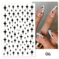 Black and White Love Flowers Line Art 3D Stickers Nail Decals Nail Art Accessories Butterfly Rose Nail Stickers Nail Sliders