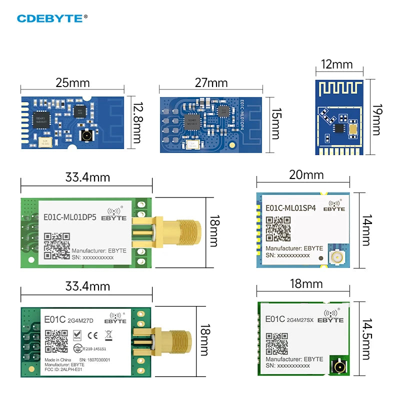CDEBYTE E01C Series nRF24L01+ 2.4GHz Si24R1 RF Wireless Transfer SPI Module 100mW 20dBm 2.5km Long Range PA+LNA With Antenna