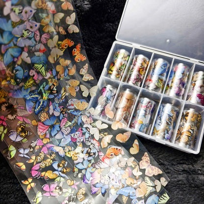 10Rolls Halloween  Flower Plaid Angel Marble  Bow Nail Foils Transfer Paper  Nail Art Stickers   Decal  Nails Decoration