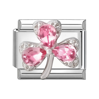 New Shiny Zircon Heart Butterfly Flower Star Bow Italian Charm Links Fit 9MM Stainless Steel Bracelet Girls' DIY Making Gift