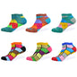 6 Pairs Men Novelty Fashion Colorful Casual Ankle Short Socks Harajuku Grid Space Cotton Happy Funny  Men Women Socks