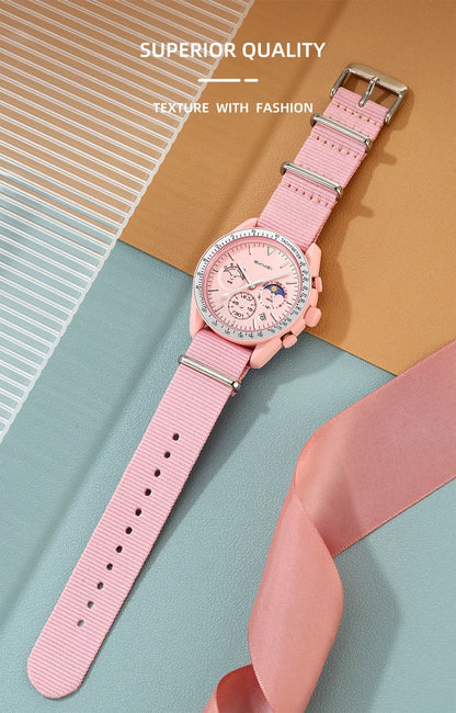 SKMEI 9392 Quartz Chronograph Watches Men Women Date 30M Waterproof Sport Wristwatch Fashion Nylon Strap Watch Gifts Reloj Mujer