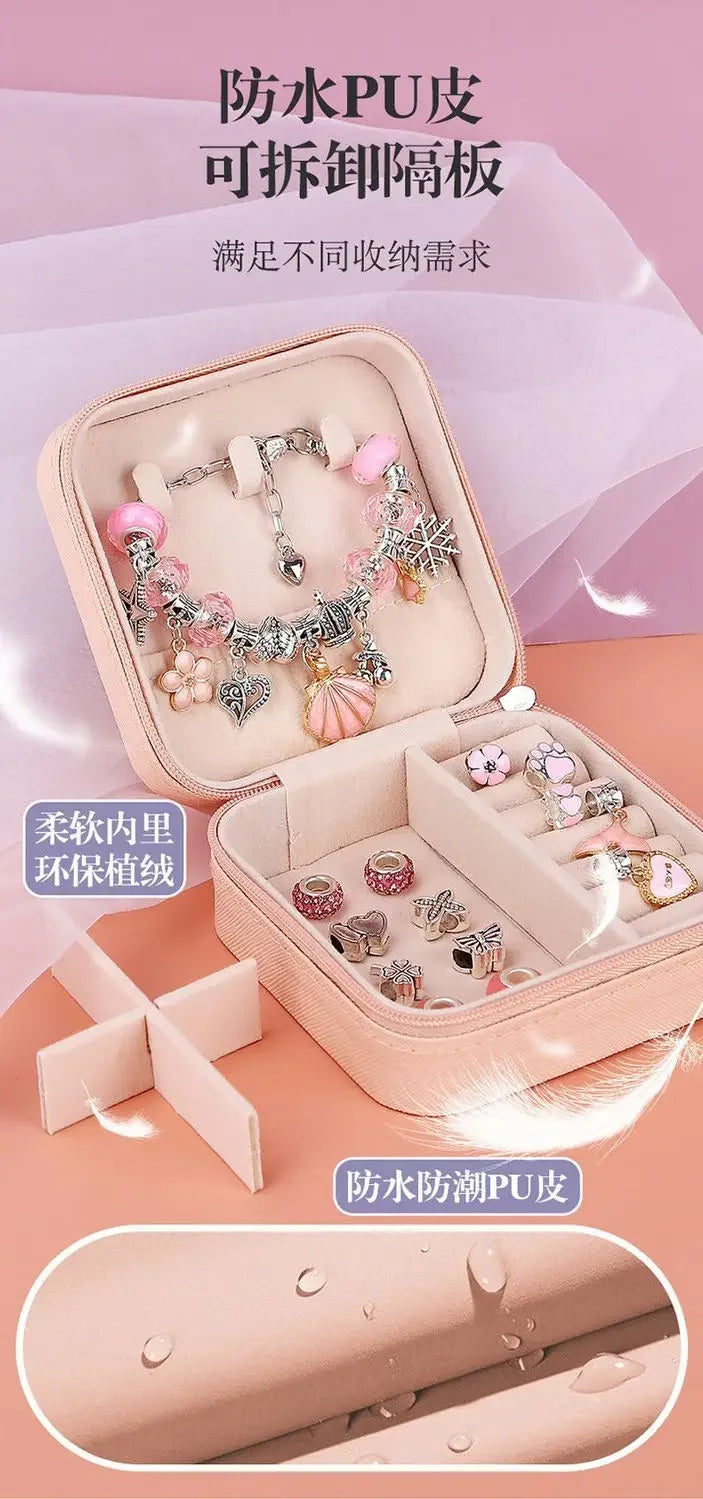 Diy Jewelry Making Kit Toys DIY Beaded Bracelet Set with Storage Box for Girls Gift Acrylic European Large Hole Beads Handmade