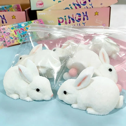 Squishy Cute Bunny Squeeze Toy Soft Kawaii Little White Rabbit Fidget Toy Anti Stress Release Hand Relax Gift Toy