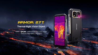Ulefone Armor 27T 4G 10600mAh Rugged Phone Android 15 Smartphone 24GB +256GB  6.78"FHD+ 120Hz 64MP Night Vision Camera NFC