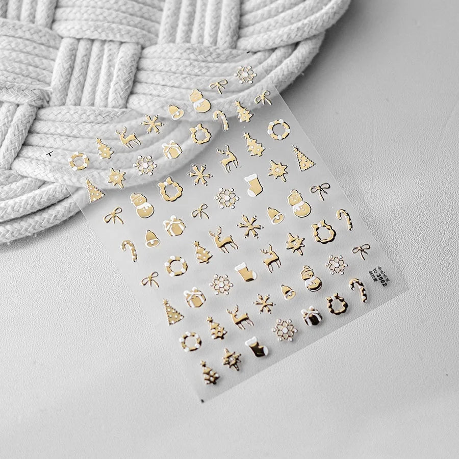 Luxury 5D Floral Nail Art Stickers Gold Silver Chinese Style Metal Frame Shiny Crystal Rhinestone Self Adhesive Manicure Decal
