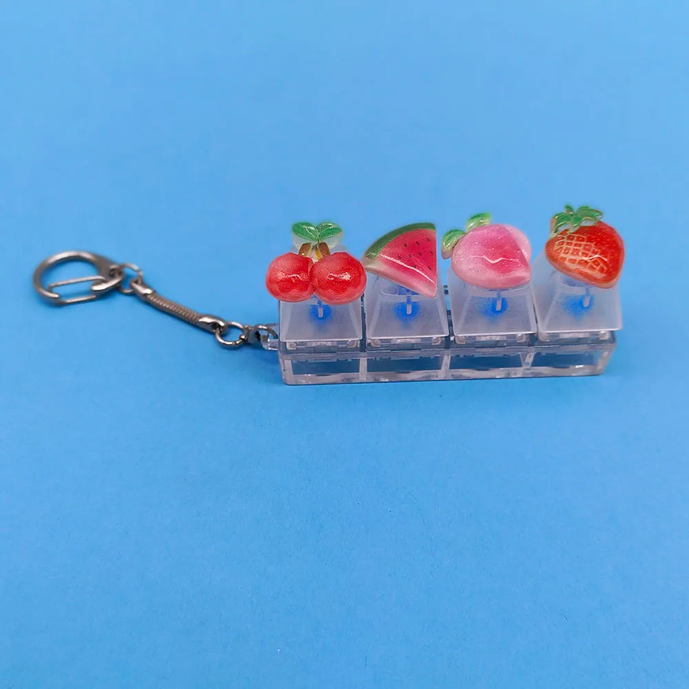 Keycap Keychain Mobile Phone Pendant Fruit Kawaii Keyring Fingertip Decompression Novelty Pop Fidget Toy Valentine Holiday Gift