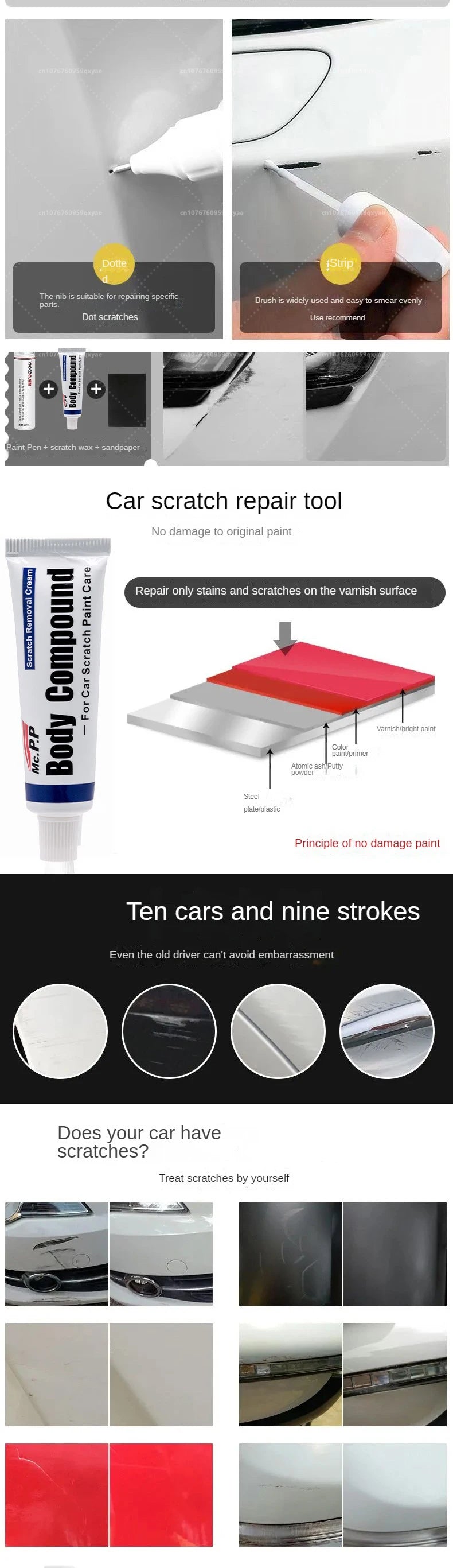 Suitable for Tesla Model 3 Y X S Automotive Paint Repair Pen Pearl White Clearcoat Pen Paint Repair Set Wheel Hub Silver