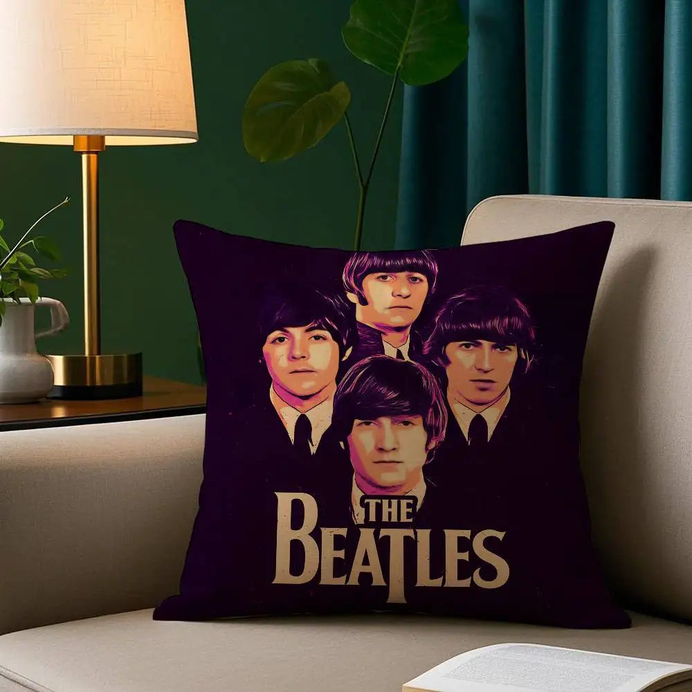 The B-beatles Band Pillow Case Short Plush Print Cushion Cover Square Throw Pillow Covers Sofa Home Decor