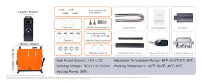 SucceBuy Diesel Heater 5/8KW Diesel Air Heater with Remote Control Low Noise Diesel Parking Heater Fit for RV Truck Camper Van