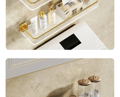 Punch-free Luxury Bathroom Shelf Shelves Wall Mounted Shampoo Cosmetic Storage Rack For Kitchen Holder Square Acrylic Organizer