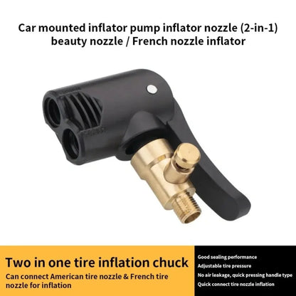 2-in-1 Deflated Schrader/Presta Valve Adapter Portable Tire Air Pump Nozzle Hose Tire Inflator Chuck Inflatable Pump Connector