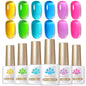 BORN PRETTY 7ml 6Pcs/Set Neon Garden Ice Jelly Gel Nail Polish Set Light Pink Blue Green Soak Off Translucent Nail Gel Kit