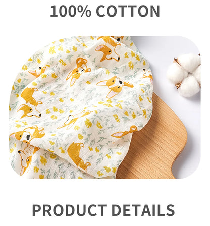 HappyFlute New Print 5Pcs/set 60*60CM Soft Muslin Swaddle Feeding Burp Cloth Newborn Pure Cotton Baby Face&Hand Wash Wipe