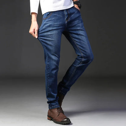 2025 New Business Men's Jeans Casual Comfortable Straight Stretch Fashion Classic Premium Blue Black Denim Pants Large Pants