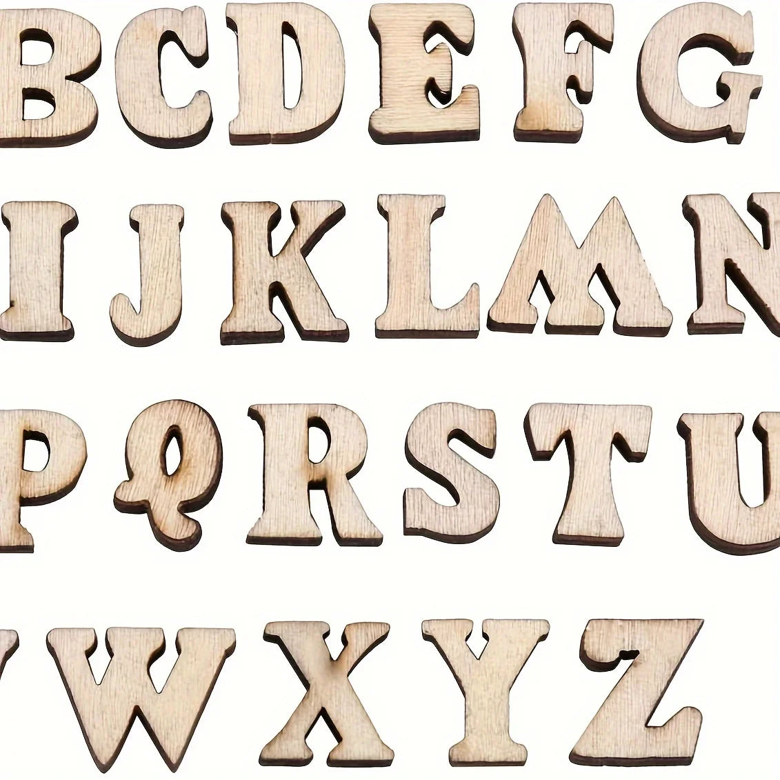 100Pcs Mixed Wooden A Z Letters  Wooden Numbers Letters Wood Letters for DIY Craft Wedding Party Home Decoration(English Letter)