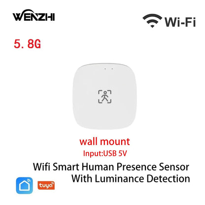 ZigBee Wifi MmWave Human Presence Motion Sensor With Luminance/Distance Detection 5/110/220V Tuya Smart Life Home Automation
