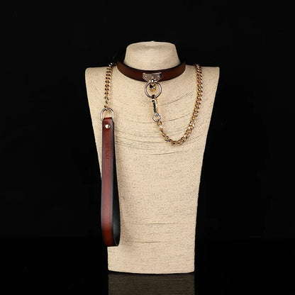 Genuine Leather Series Collar Slave Bed Neck Restraint Belt Strap BDSM Female Couple Bondage Erotic Fun Sex Toys Adult Games