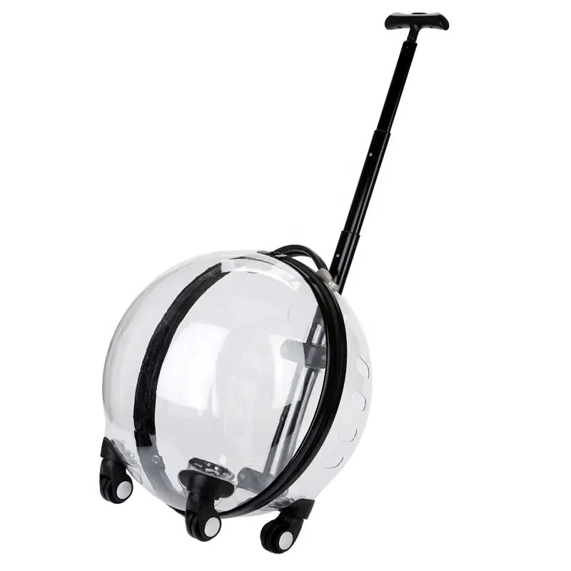 Custom Luxury Transparent Capsule Pet Travel Trolley New Strollers for Puppies Dogs Cats Comfortable Carriers Bag Wheel Trolley