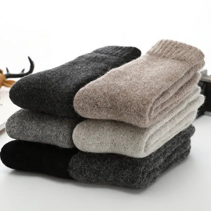 Men Thick Solid Color Socks Merino Wool Warm Winter Snow Thermal Socks Calceta Hombre Skarpety Meskie