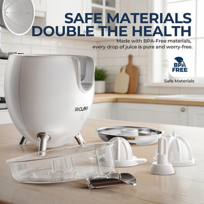 ROUNY Electric Citrus Juicer, Orange and Lemon Press with Stainless Steel Spout, BPA-Free Parts and Easy-Clean Design