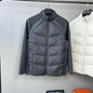 90 white duck down three-proof fabric men's down jacket, stand-up collar knitted patchwork sports outdoor winter coat