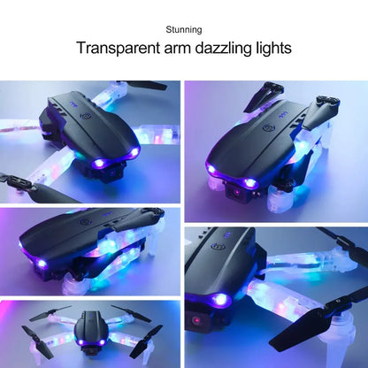 1set Aerial Four-axis Folding Airplane with Light Remote Control, Dual Camera Toys, Colorful LED Light Arms, WiFi Transmission, One-button Start/landing.