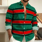 Striped Printed Men's Long Sleeved Shirt, Casual and Comfortable, Fashionable and Trendy, Street Outdoor, Soft Fabric
