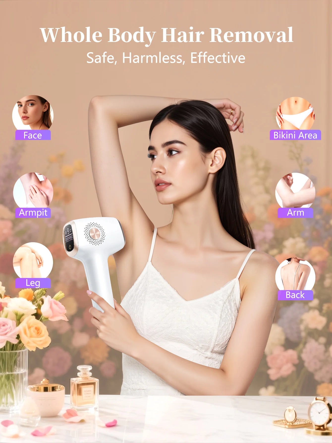 IPL Hair Removal with Ice Cooling Care Function for Women Permanent,999,999 Flashes Painless IPL Hair Remover Device