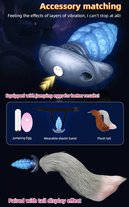 FAAK Silicone Wearable Anal Plug with Large Tail size S M L XL XXL Wireless Control Strapon Vibrator BDSM Flirting Sex Toys