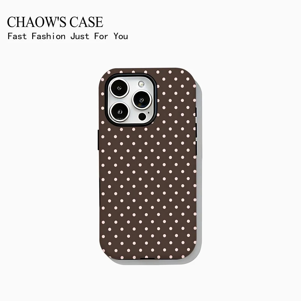 Fashion exquisite bow polka dot Phone Case for iPhone 17 16 15 14 13 12 11 Pro Max Air Plus Luxury Double-layer Back Cover