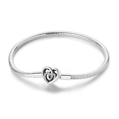 New Charm Bracelet 925 Silver Heart Shape Holy Mother Snake Chain Clasp Bracelet Fit Original Bead DIY Fashion Jewelry