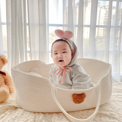 Ins Newborn Hand Basket Cotton Rope Woven Crib Baby Cradle Portable Outdoor Sleeping Infant Accessories Photography Props Gifts