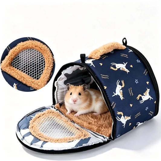 Hamster Warm Bed Portable Small Pet Cotton Nest for Hamster Sugar Glider Squirrel Guinea Pig Breathable Carry Bag