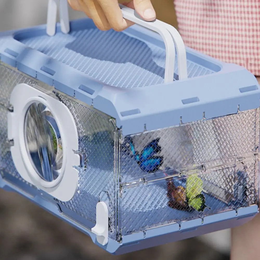 Folding Insect Observation Box Waterproof Wear Resistant Portable Hamster Cage Transparent Pet Observation Box