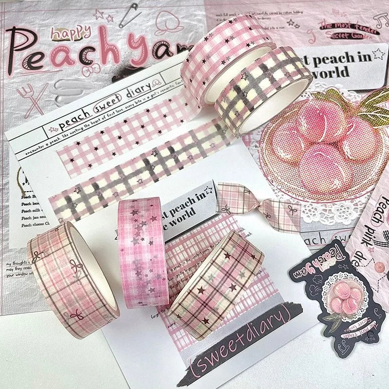 MINKYS 6pcs/lot Kawaii Retro Pink Star Decorative Tape Roller Set Cute Cartoon Creative Washi Tape School Stationery