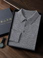 ANGEL 2024 Men's New POLO Shirt 100% Cashmere Knitted Pullover Solid Color Sweater Fall Winter Casual Business Office Jacket
