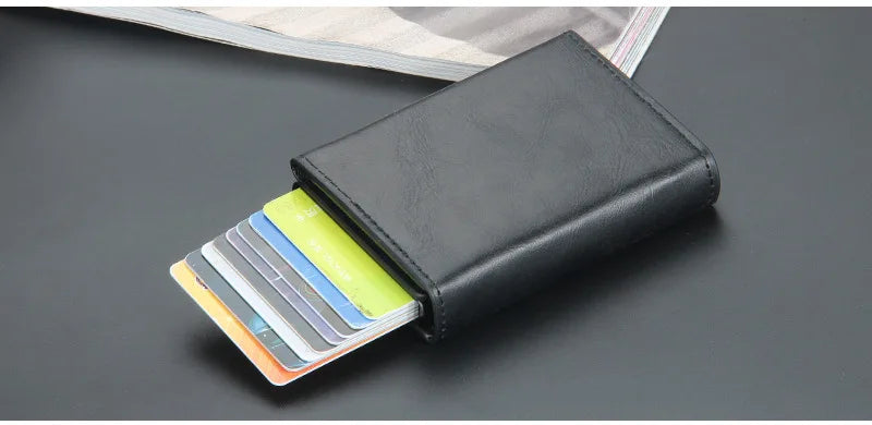 Pop Up Credit Card Holder Wallets Men Slim Rfid Blocking CardHolder Wallet for Men Card Money Bag Purse PU Leather Short Wallets