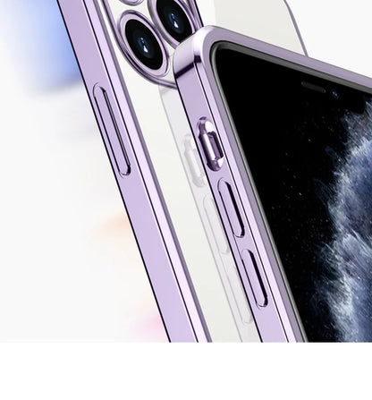Luxury Plating Square Frame Silicone Transparent Case on For iPhone 11 12 13 14 15 Pro Max X XR XS Max 7 Plus Clear Back Cover