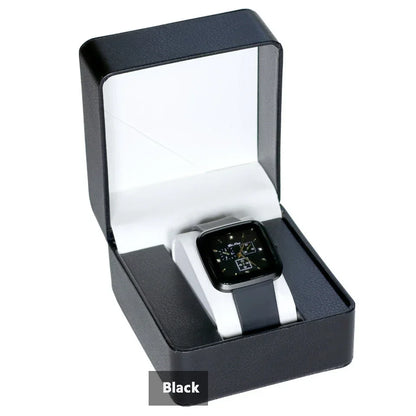 Black Single Watch Gift Box with Pillow PU Leather Wristwatch Display Case Organizer for Men Clamshell PU leather watch case
