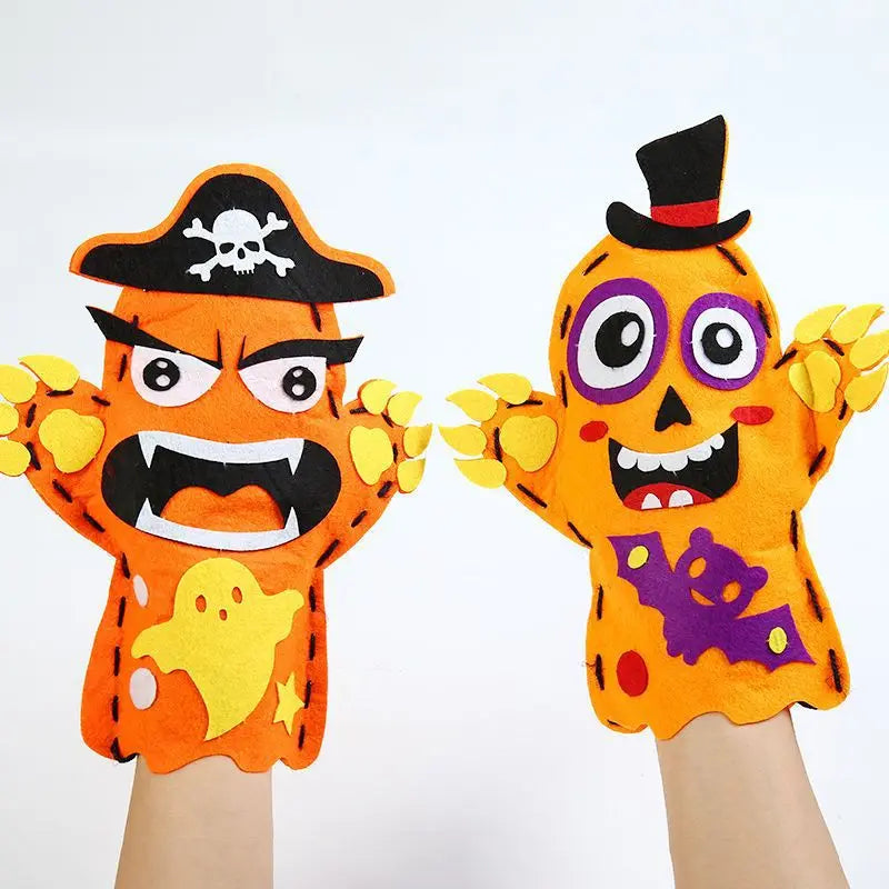 3Pcs Halloween Hand Puppet DIY Craft Toy Felt Sewing Kit Hand Finger Story Puppet Kindergarten Creative Children Educational Toy