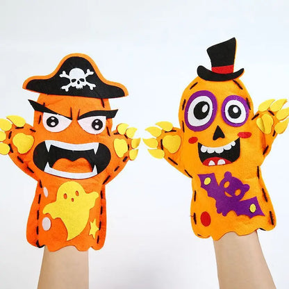 3Pcs Halloween Hand Puppet DIY Craft Toy Felt Sewing Kit Hand Finger Story Puppet Kindergarten Creative Children Educational Toy