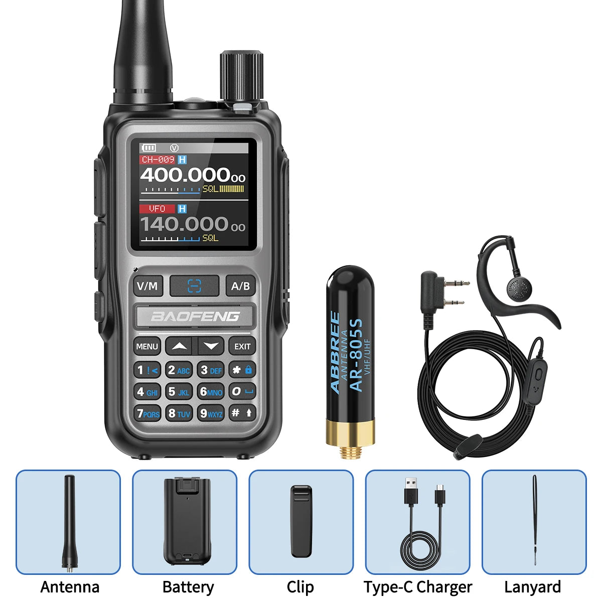 Baofeng UV-5R Mini Walkie Talkie Bluetooth Programming Wireless Copy Frequency Full Band 999CH AM FM Type-C Long Range Ham Radio