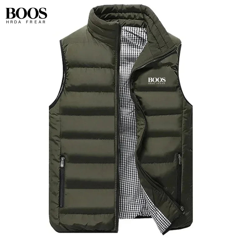 Men's Embroidery Brand High Quality Warm Vest Vest, Autumn and Winter Luxury Fashion Brand, Sleeveless Outdoor Windproof Jacket