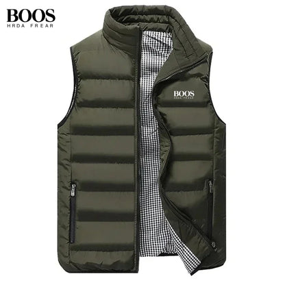 Men's Embroidery Brand High Quality Warm Vest Vest, Autumn and Winter Luxury Fashion Brand, Sleeveless Outdoor Windproof Jacket