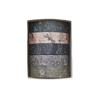 5 Rolls/Box Forest Plant Print Washi Tape Handmade Diy Diary Photo Album Decoration Masking Tape Set