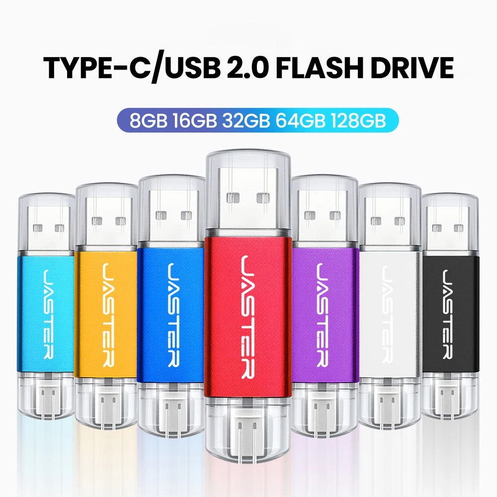 128GB High Speed TYPE C 2in1 USB Flash Drive 64GB Metal Pen Drive Smart Phone Car TV USB Stick 4GB 32GB Office Gift Memory Stick